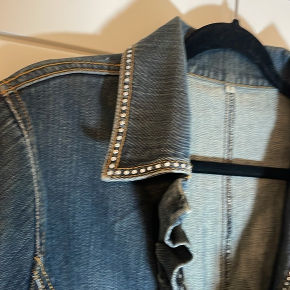 Vintage womens Boho faded ruffled jean pocket jacket EUC - Picture 2 of 13